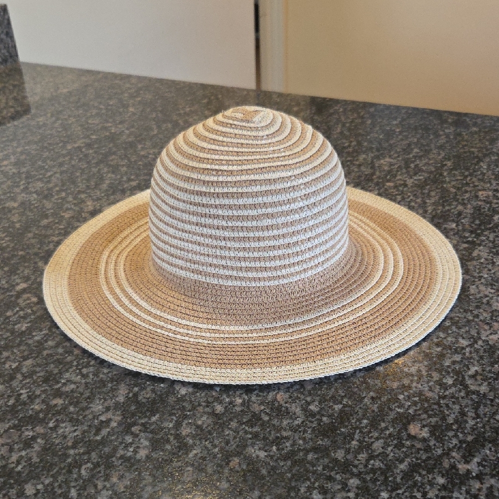 Magid Hats Striped Straw Sun Hat - Neutral Beige & Cream